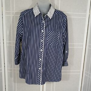 Navy Stripe Foxcroft Non-iron Button-down Shirt